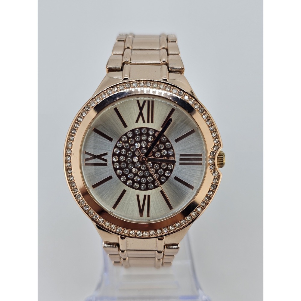 Women's Watch 40MM Gray Gold Dial Rose Gold Bracelet Band 6" NEW Battery